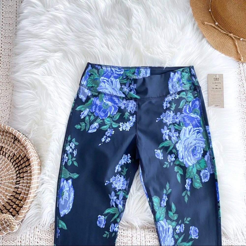 Albion Fit Antiqua Flora Leggings Blue Navy Green Full Length